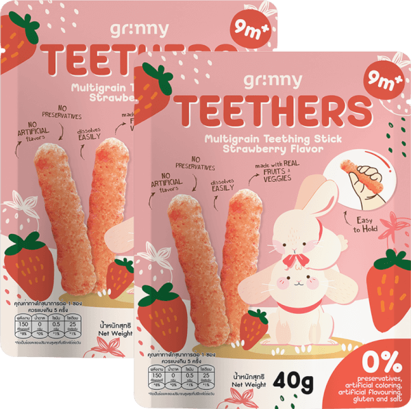 Combo 2 Bánh Gặm Nướu Ngũ Cốc Grinny Vị Dâu Tây
