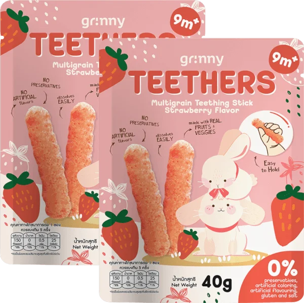 Combo 2 Bánh Gặm Nướu Ngũ Cốc Grinny Vị Dâu Tây