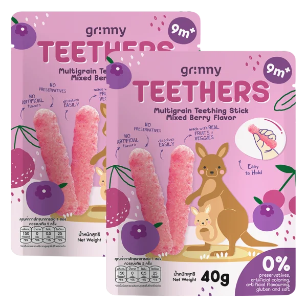 Combo 2 Bánh Gặm Nướu Ngũ Cốc Grinny Vị Quả Mọng Hỗn Hợp