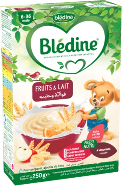 Bột ăn dặm Bledina vị trái cây sữa 250g (cho bé từ 6 tháng tuổi)