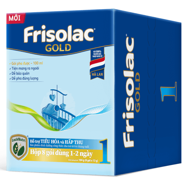 Sữa Frisolac Gold số 1 (0-6 tháng) 8 gói x 13g