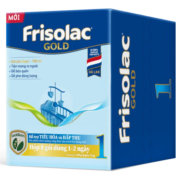 Sữa Frisolac Gold số 1 (0-6 tháng) 8 gói x 13g