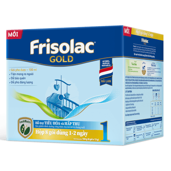 Sữa Frisolac Gold số 1 (0-6 tháng) 8 gói x 13g