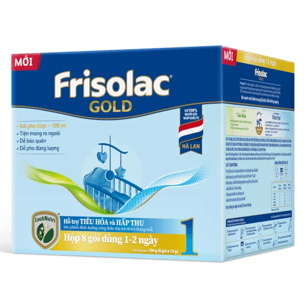 Sữa Frisolac Gold số 1 (0-6 tháng) 8 gói x 13g