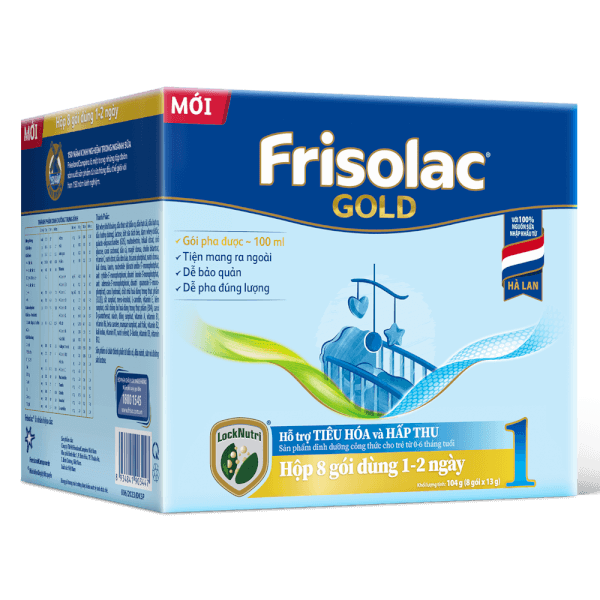 Sữa Frisolac Gold số 1 (0-6 tháng) 8 gói x 13g