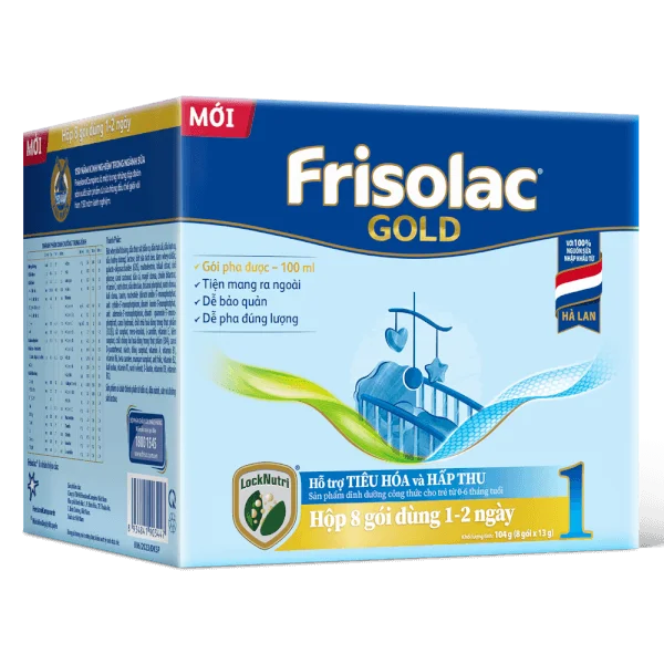 Sữa Frisolac Gold số 1 (0-6 tháng) 8 gói x 13g