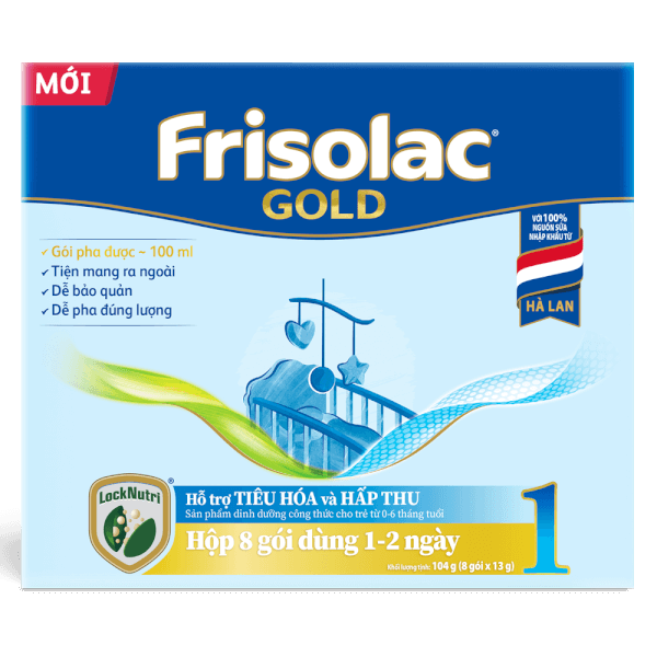 Sữa Frisolac Gold số 1 (0-6 tháng) 8 gói x 13g