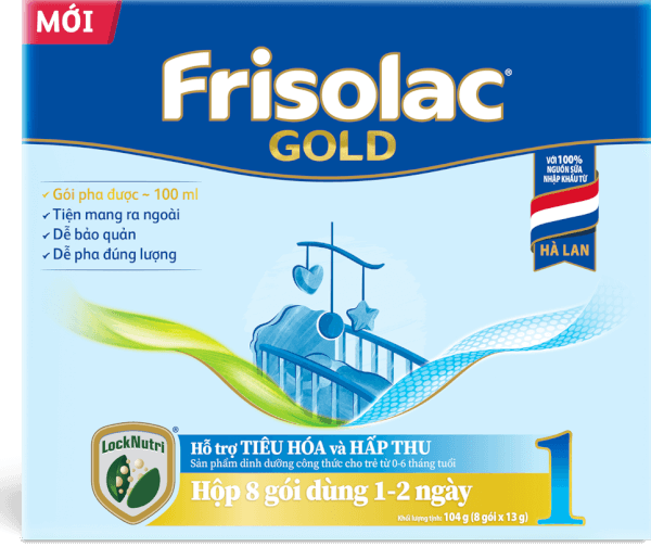 Sữa Frisolac Gold số 1 (0-6 tháng) 8 gói x 13g
