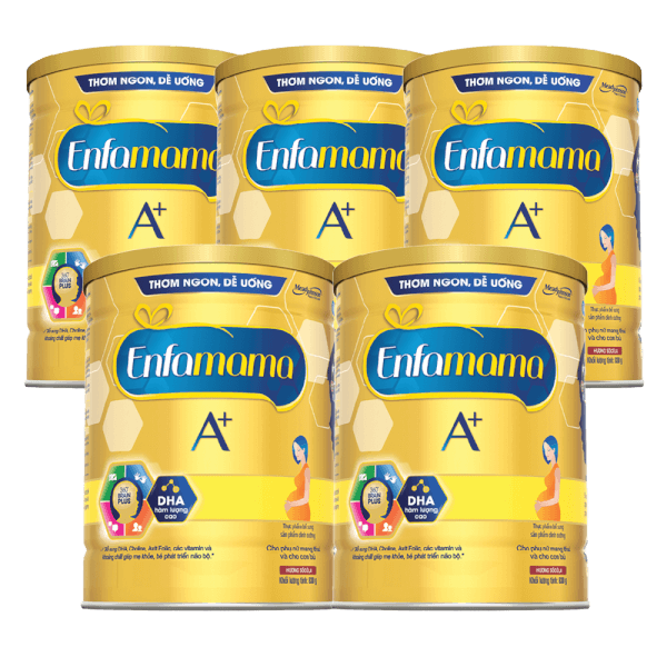Combo 5 Thực phẩm bổ sung Sản phẩm dinh dưỡng Enfamama A+ hương chocolate 360° Brain Plus 830G