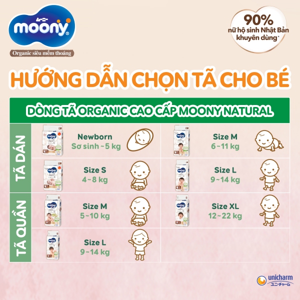 Combo 3 gói Bỉm tã quần Moony Natural size XL 32 miếng (12-22kg)