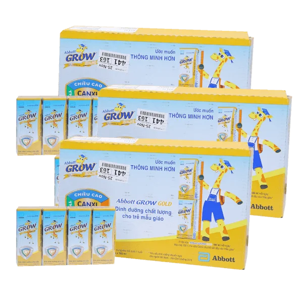 Combo 3 thùng thực phẩm bổ sung Abbott Grow Gold hương vani 180ml (Lốc 4 hộp)