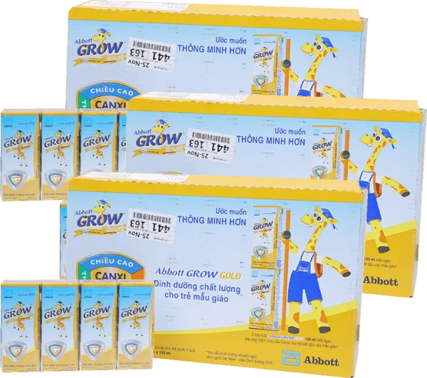 Combo 3 thùng thực phẩm bổ sung Abbott Grow Gold hương vani 180ml (Lốc 4 hộp)
