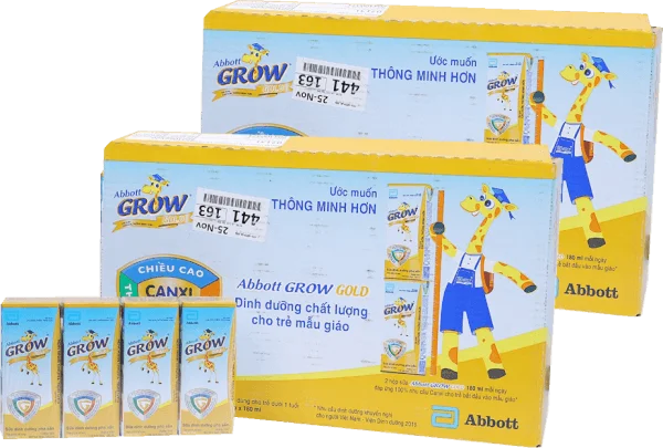 Combo 2 thùng Sữa Abbott Grow Gold hương vani 180ML - Lốc 4 (Từ 1 tuổi)