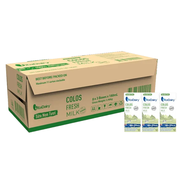 Thùng Sữa non tươi Vitadairy 180mL (lốc 3 hộp)