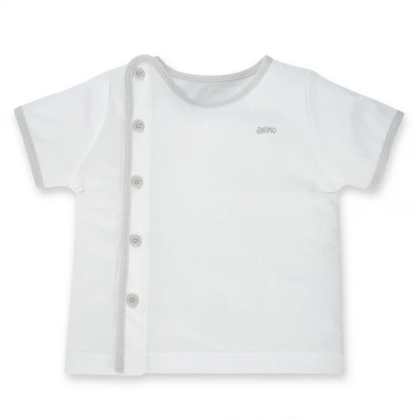 Combo 3 Cặp áo sơ sinh cài giữa tay ngắn Animo KV123017 (NB,Xám họa tiết_Trắng)