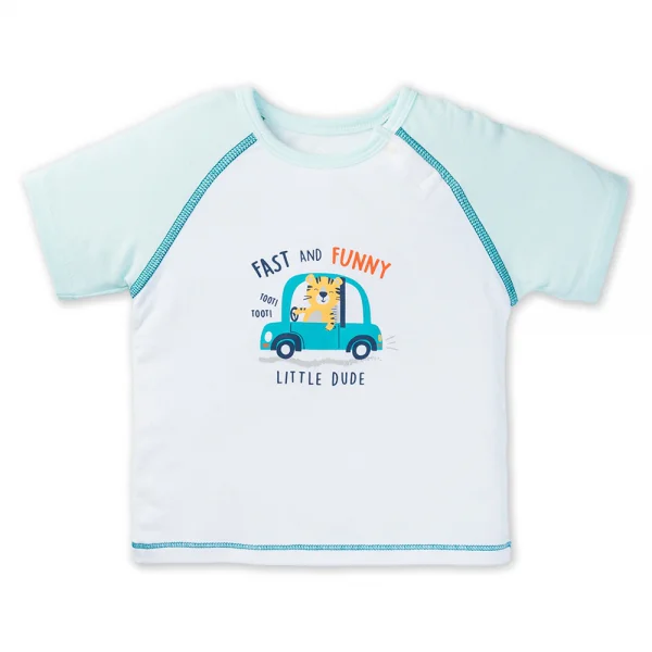 Set 2 Bộ kháng khuẩn Modal ngắn Xe hơi Animo VD1023003 (0-24M,Xanh ngọc)