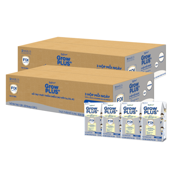 Combo 2 thùng thực phẩm bổ sung sữa dinh dưỡng pha sẵn GrowPLUS+ (Bạc), 4x110ml (trên 1 tuổi)
