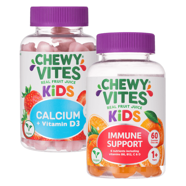 1 Gummies CHEWY VITES hỗ trợ tăng sức đề kháng và 1 Gummies CHEWY VITES bổ sung Canxi và Vitamin D3
