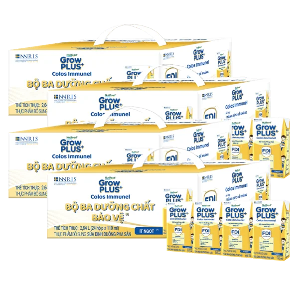 Combo 4 Thùng sữa GrowPLUS+ Colos Immunel, 4x110ml, 48 lốc (4 thùng 12 lốc hoặc 8 thùng 6 lốc)