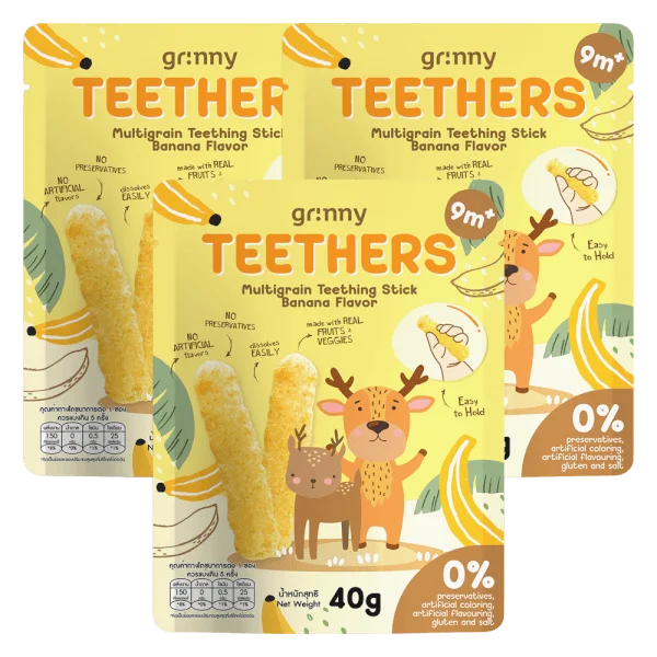 Combo 3 Bánh Gặm Nướu Ngũ Cốc Grinny Vị Chuối