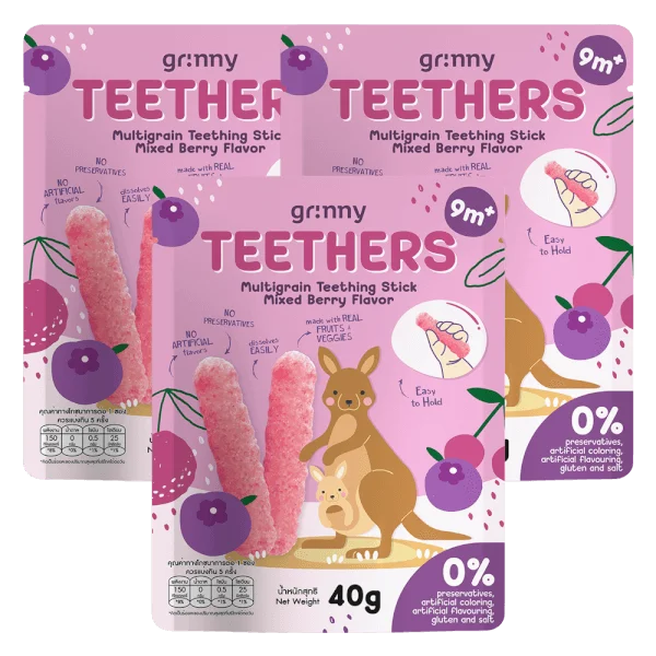 Combo 3 Bánh Gặm Nướu Ngũ Cốc Grinny Vị Quả Mọng Hỗn Hợp