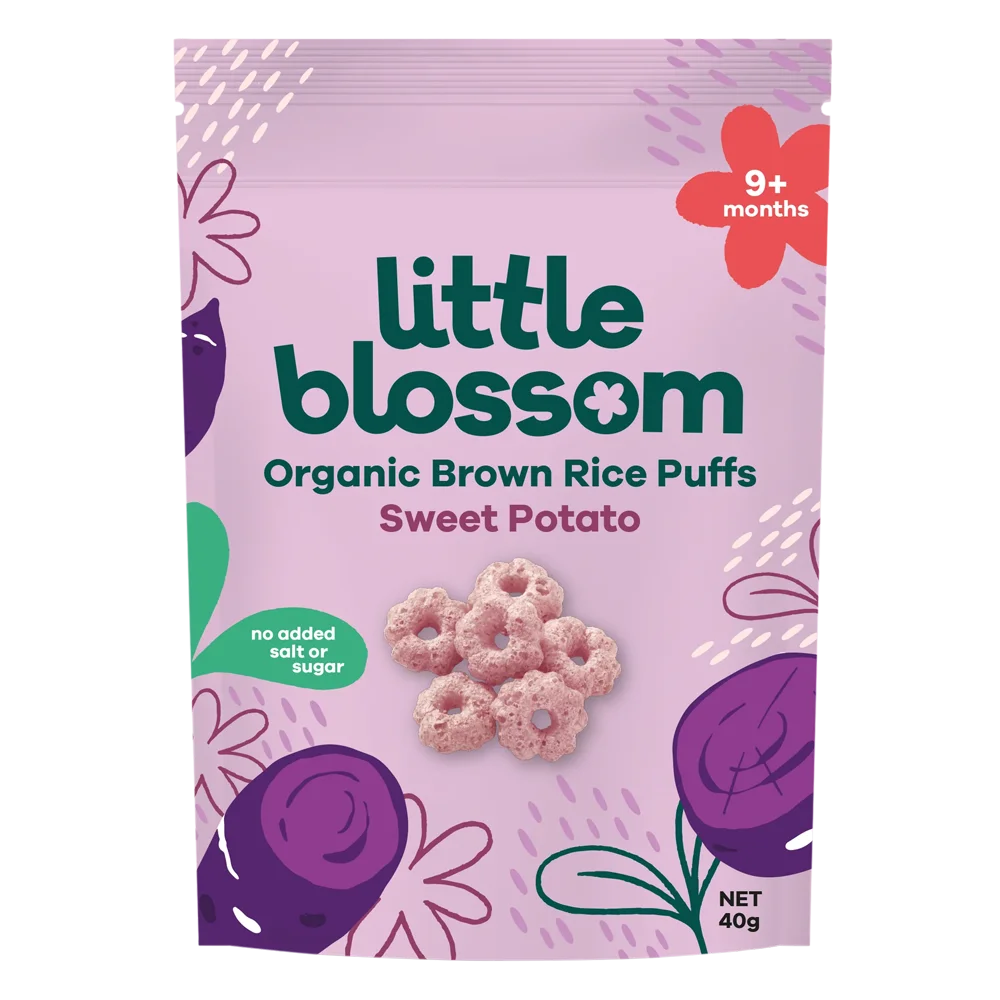 Bánh Puffs Gạo Lứt Hữu Cơ Little Blossom Vị Khoai Lang Tím 40g