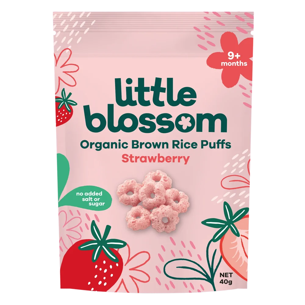 Bánh Puffs Gạo Lứt Hữu Cơ Little Blossom Vị Dâu 40g