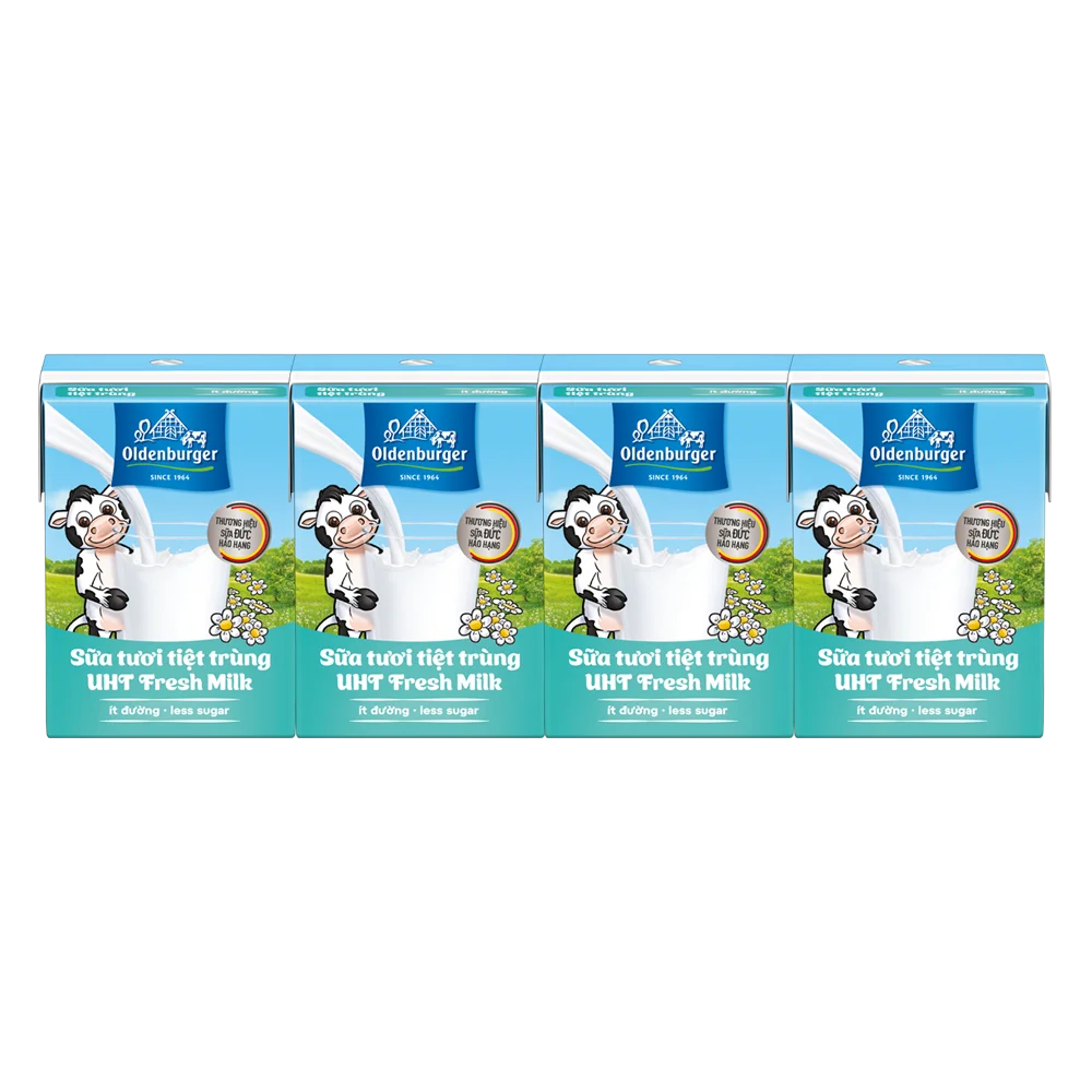 Sữa tươi tiệt trùng Oldenburger ít đường 110ml (lốc 4 hộp)