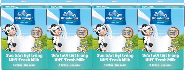 Sữa tươi tiệt trùng Oldenburger ít đường 110ml (lốc 4 hộp)
