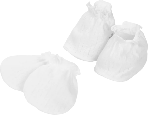 Bộ bao tay chân sơ sinh bo BA423023 (NB,Trắng)