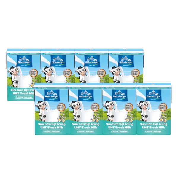 Combo 2 Sữa tươi tiệt trùng Oldenburger ít đường 110ml (lốc 4 hộp)