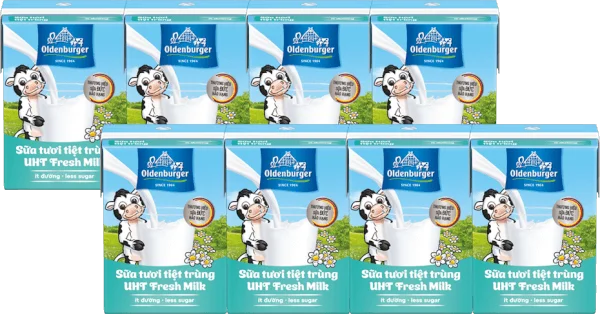 Combo 2 Sữa tươi tiệt trùng Oldenburger ít đường 110ml (lốc 4 hộp)