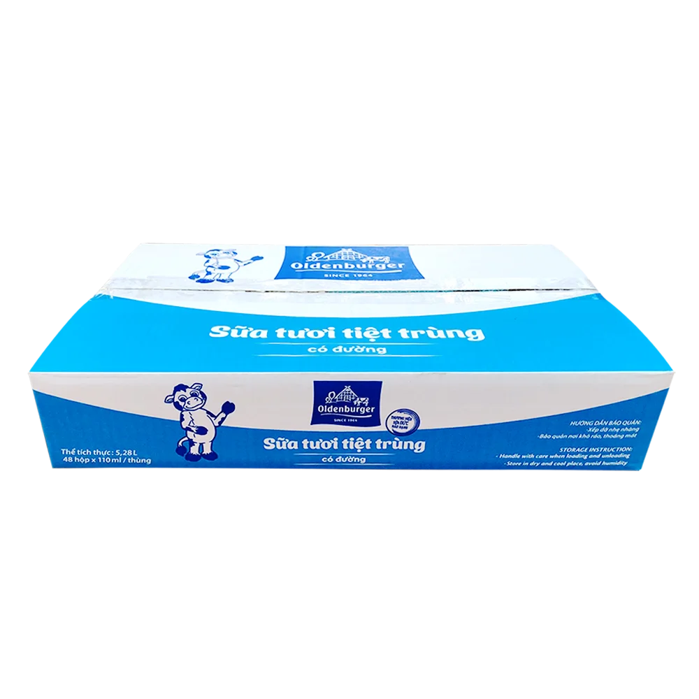 Thùng Sữa tươi tiệt trùng Oldenburger có đường 110ml (lốc 4 hộp)