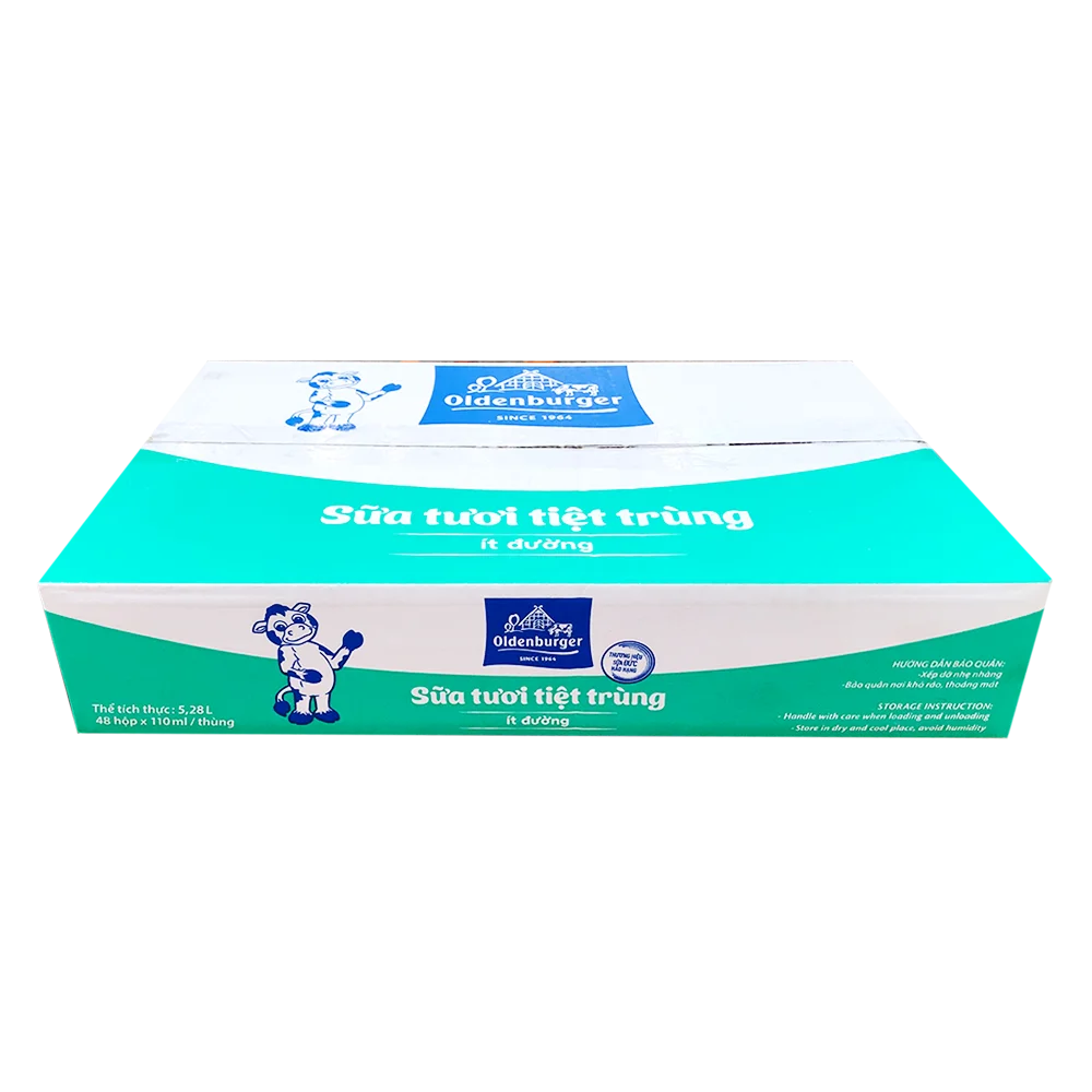 Thùng Sữa tươi tiệt trùng Oldenburger ít đường 110ml (lốc 4 hộp)