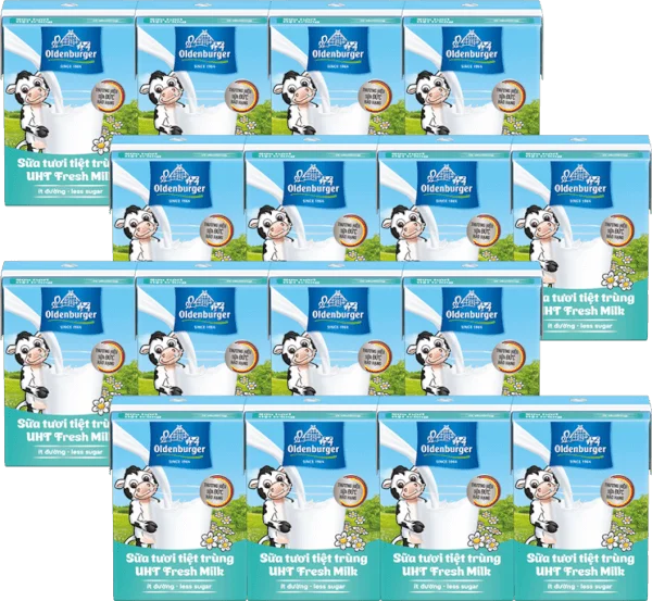 Combo 4 Sữa tươi tiệt trùng Oldenburger ít đường 110ml (lốc 4 hộp)