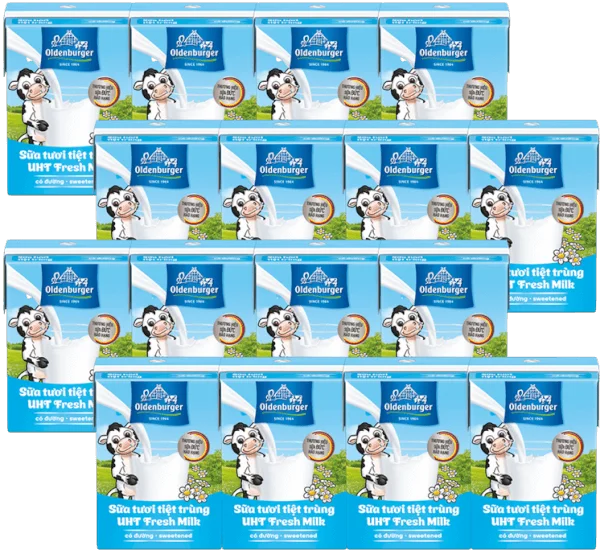 Combo 4 Sữa tươi tiệt trùng Oldenburger có đường 110ml (lốc 4 hộp)