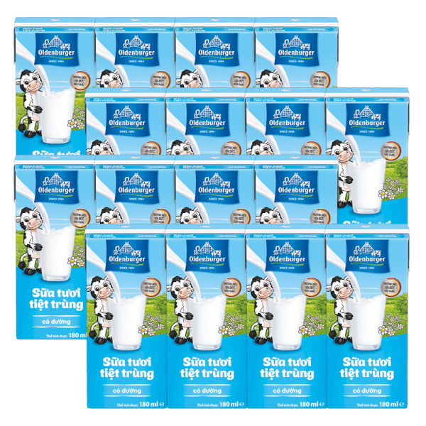 Combo 4 Sữa tươi tiệt trùng Oldenburger có đường 180ml (lốc 4 hộp)