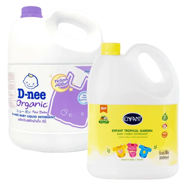 Combo 1 Nước xả Enfant Tropical Garden 3L và 1 Nước giặt quần áo em bé D-nee Tím - Yellow Moon 3L/2.8L