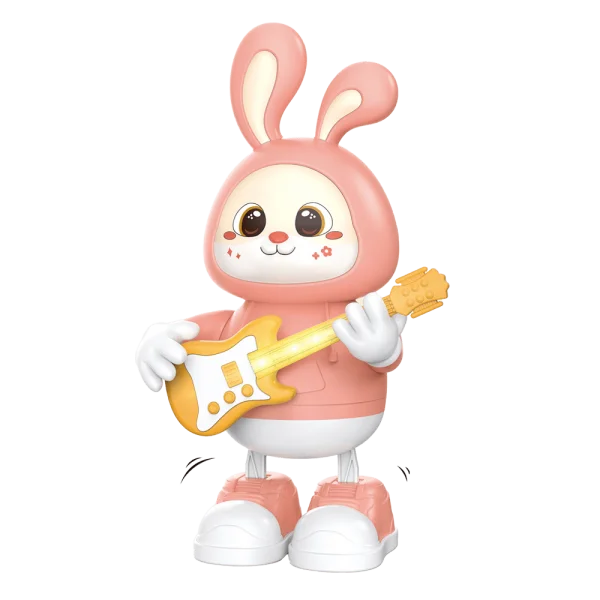 Bé thỏ cầm đàn nhảy múa có nhạc đèn YN545066 C402 (Hồng)