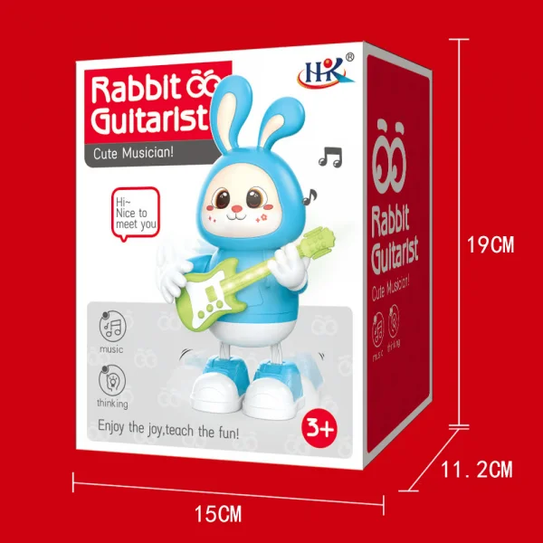 Bé thỏ cầm đàn nhảy múa có nhạc đèn YN545066 C402 (Hồng)