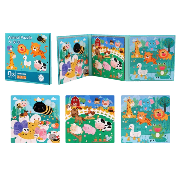 Bộ 3 tranh ghép hình nam châm học về động vật 3in1 25,30,42pcs RFD555351 C401