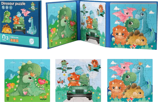 Bộ 3 tranh ghép hình nam châm học về thế giới khủng long 3in1 25,30,42pcs RFD555350 C401