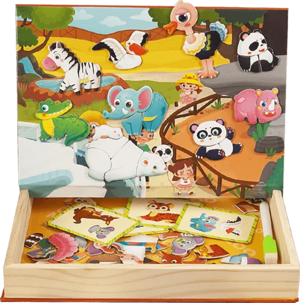 Hộp ghép hình thế giới động vật kèm thẻ hình và bảng vẽ cho bé RFD574813 C402