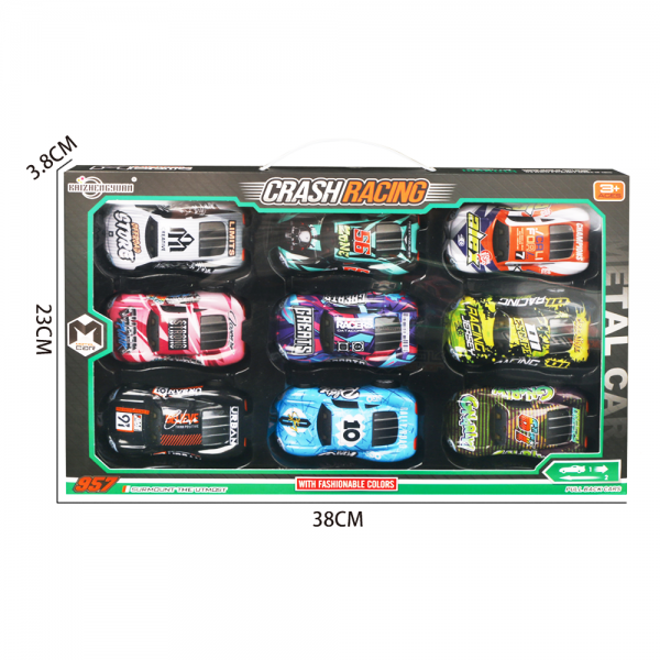 Bộ 9 xe đua mô hình đa màu chạy trớn HW23162153 C402