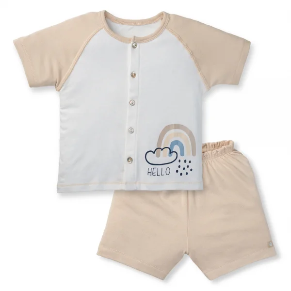 Set 2 Bộ kháng khuẩn Modal ngắn Cầu vồng Animo VD1023001 (0-24M,Beige)