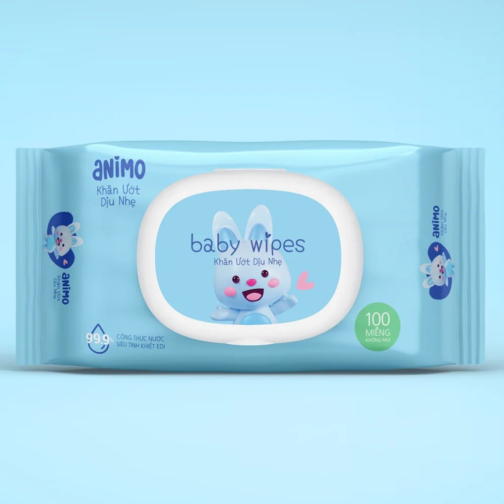 Combo 5 Khăn Ướt Dịu Nhẹ Animo không mùi (100 tờ)