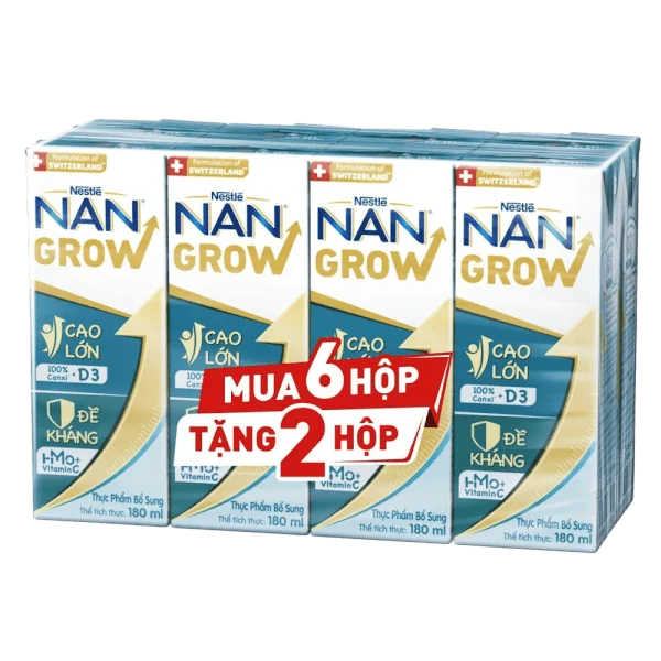 Combo 4 thùng thực phẩm bổ sung Nestlé NANGROW 4 (8x180ml) Mua 6 tặng 2