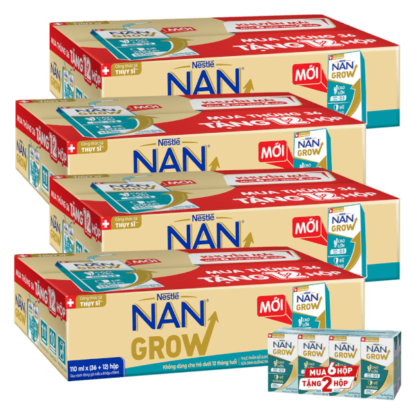 Combo 4 thùng thực phẩm bổ sung Nestlé NANGROW 6 (8x110ml) Mua 6 tặng 2