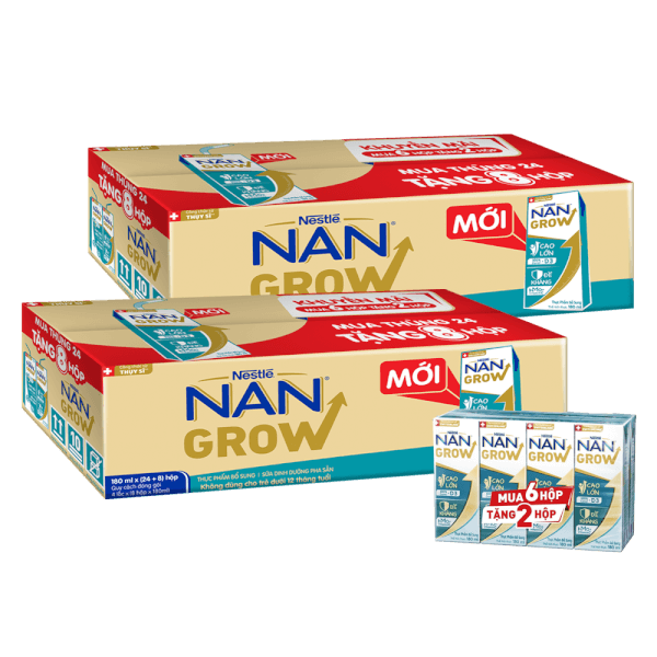 Combo 2 thùng thực phẩm bổ sung Nestlé NANGROW 4 (8x180ml) Mua 6 tặng 2