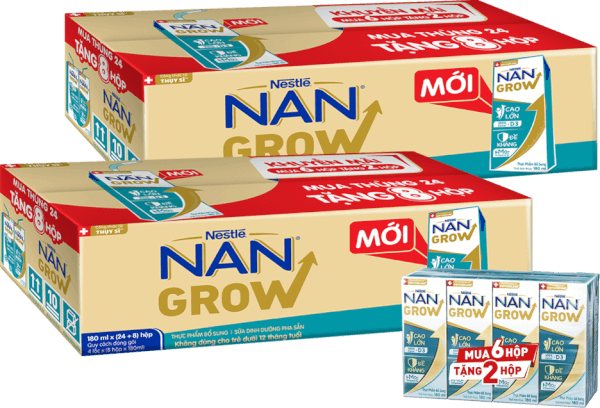Combo 2 thùng thực phẩm bổ sung Nestlé NANGROW 4 (8x180ml) Mua 6 tặng 2